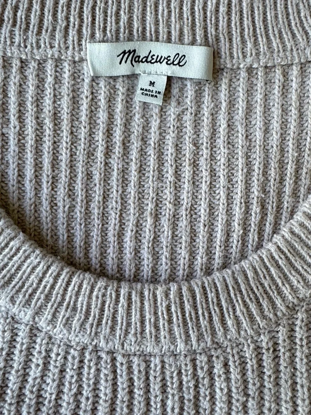 Madewell Women’s Ribbed Thompson Pocket Sweater Tan Medium Cotton Pre-owned